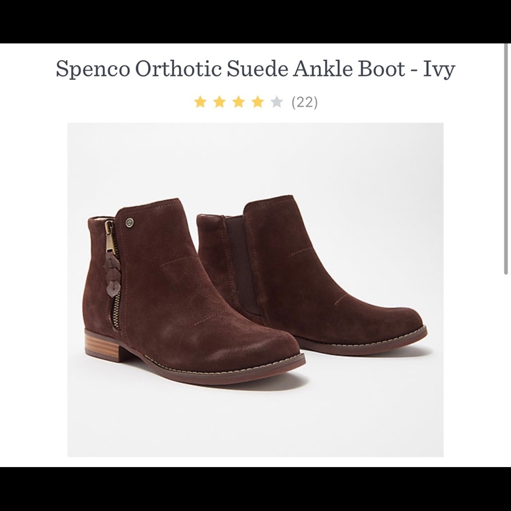 Spenco Sz 8.5 Ivy Orthotic booties/ankle boots suede